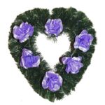 Coroană Funerară artificială din Brad inimă cu mijloc gol Îndoit Tip III impodobit simplu, CBS43-1