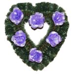 Coroană Funerară artificială din Pin & Brad Inimă gol cu pin de 6cm Îndoit impodobit simplu (set de 5 buc)