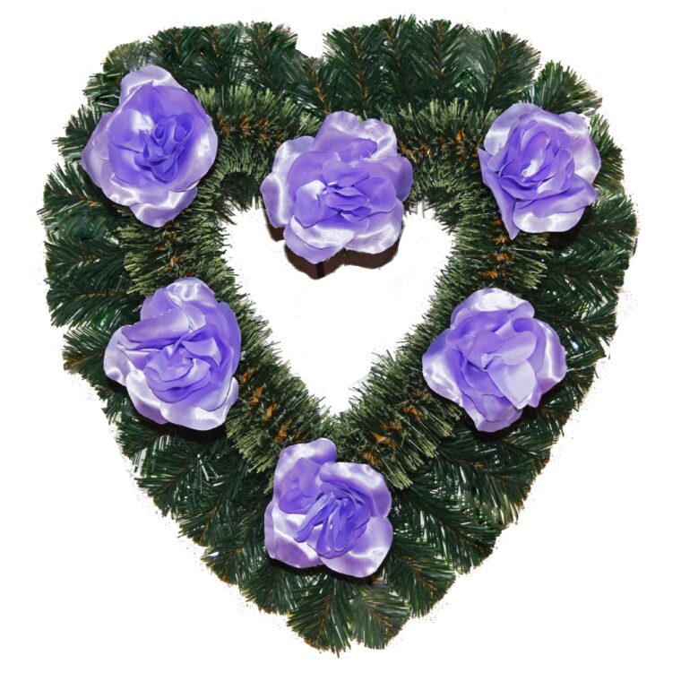 Coroană Funerară artificială din Pin & Brad Inimă gol cu pin de 6cm Îndoit impodobit simplu (set de 5 buc)