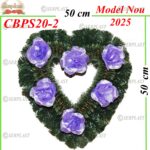 Coroană Funerară artificială din Pin & Brad Inimă gol cu pin de 6cm Îndoit impodobit simplu (set de 5 buc) -w