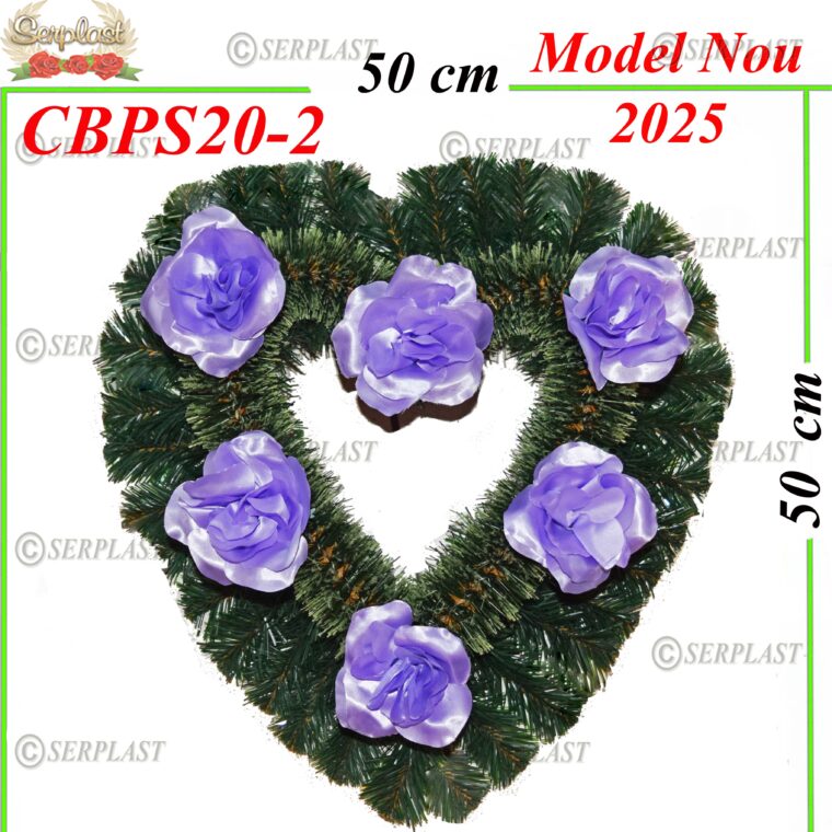 Coroană Funerară artificială din Pin & Brad Inimă gol cu pin de 6cm Îndoit impodobit simplu (set de 5 buc) -w