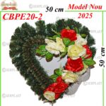 Coroană Funerară artificială din Pin & Brad Inimă gol cu pin de 6cm Îndoit (set de 5 buc), impodobit extra (set de 5 buc) -w
