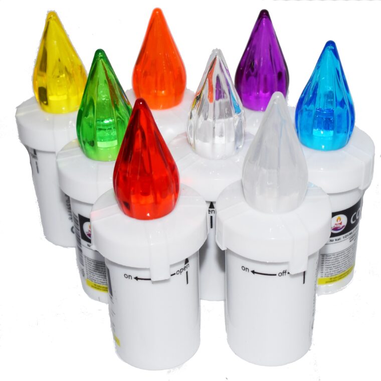 Candela cu flacara Led culori mixte, 5 lei , 24buc, 16cm, C43-1