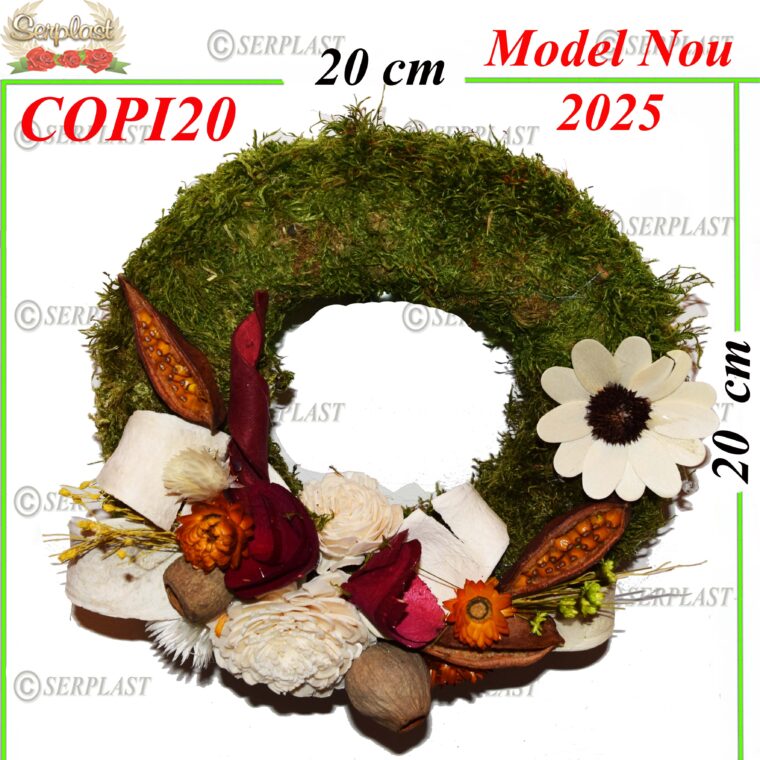 Coroane din Paie cu muşchi împodobit Ø20, COPI20 -w