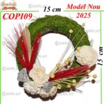 Coroane din Paie împodobit Ø15 cu iarba naturala verde, maro, alb -w
