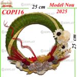 Coroane din Paie împodobit Ø25 cu iarba naturala cu model verde, maro, alb -w