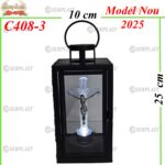 Laterna cu cruce si Isus Led , 38 lei , 25cm, C408-3 -w