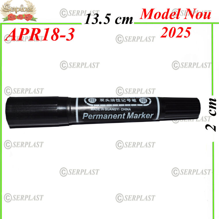 Marker permanent negru cu 2 capete -w