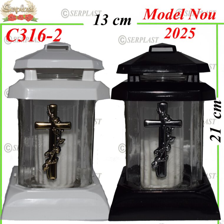 Candela cu cruce si trandafir, 15.5 lei , 6buc, 21cm, C316-2 -w