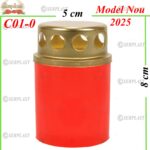 Candelă plastic cu capac 1.2 lei roşu (set de 28 buc), 8cm, C01-0 -w