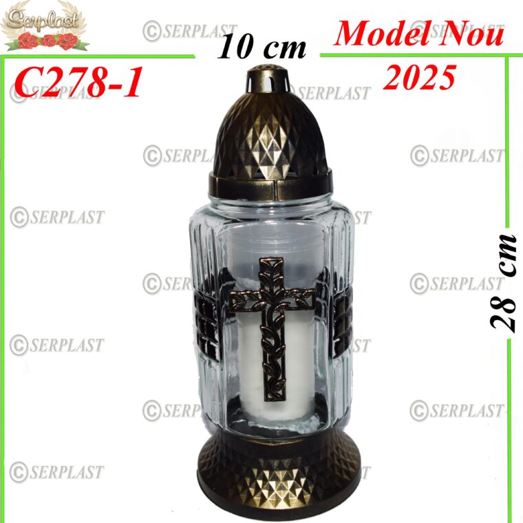 Candelă cu cruce 14 lei, (set de 6 buc), 28cm, C278-1 -w