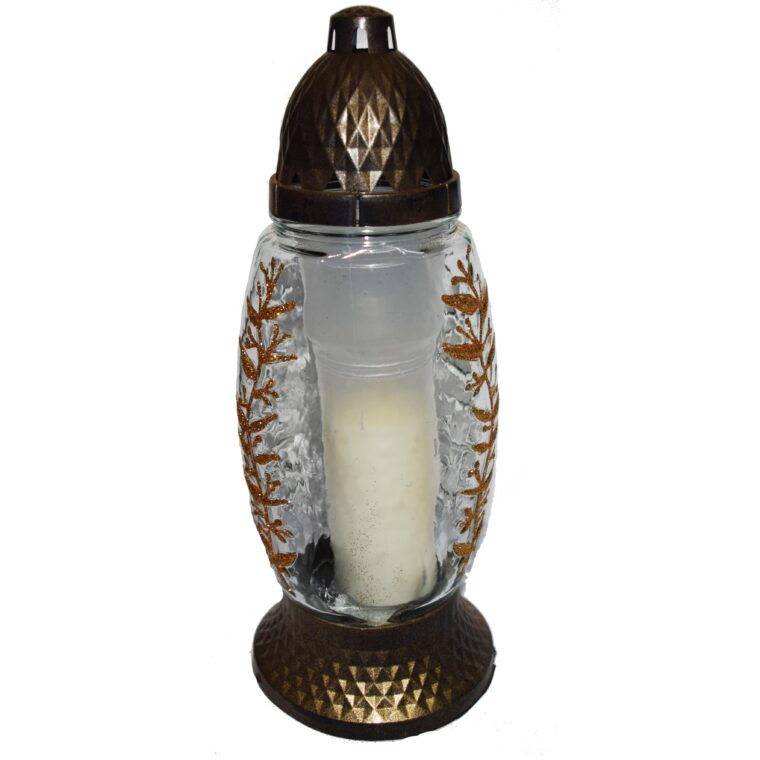 Candelă cu frunze auriu 19.5 lei, (set de 6 buc), 28cm, C367-1