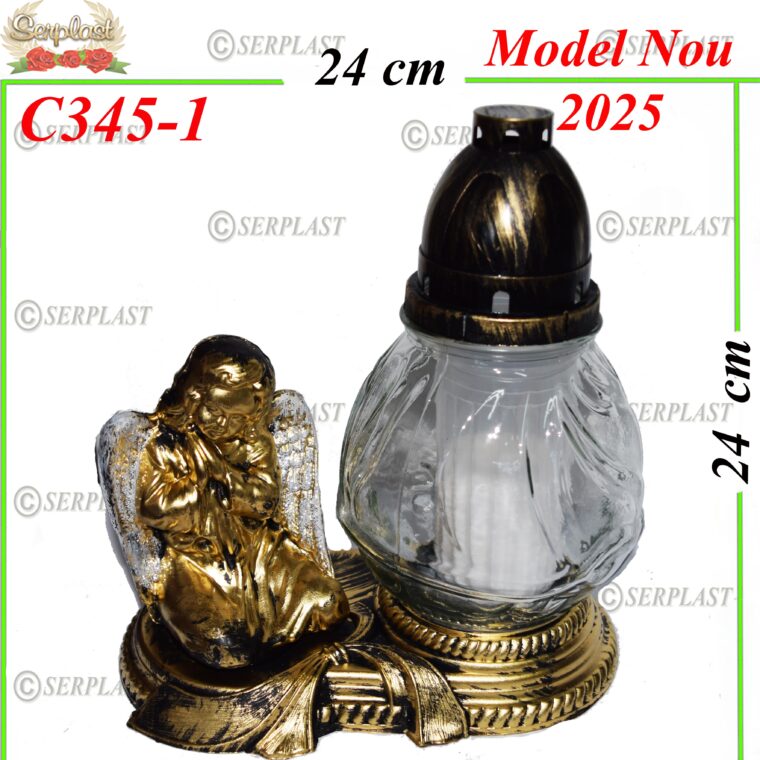 Candelă cu ingeras 17.5 lei, (set de 3 buc), 24cm, C345-1 -w
