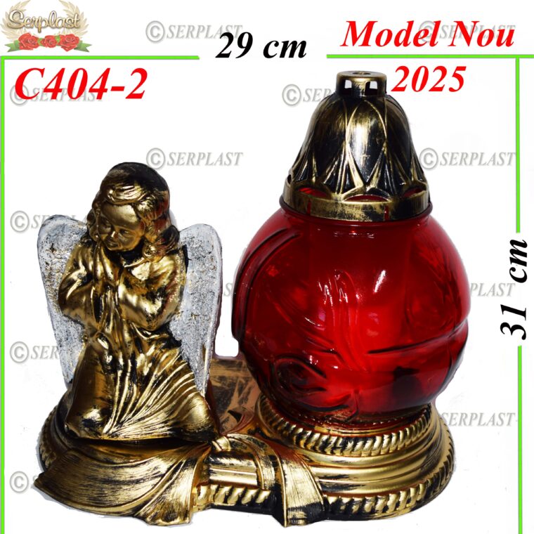 Candelă cu ingeras 32 lei, (set de 2 buc), 31cm, C404-2 -w