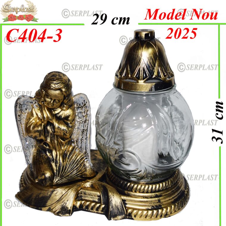 Candelă cu ingeras 32 lei, (set de 2 buc), 31cm, C404-3 -w