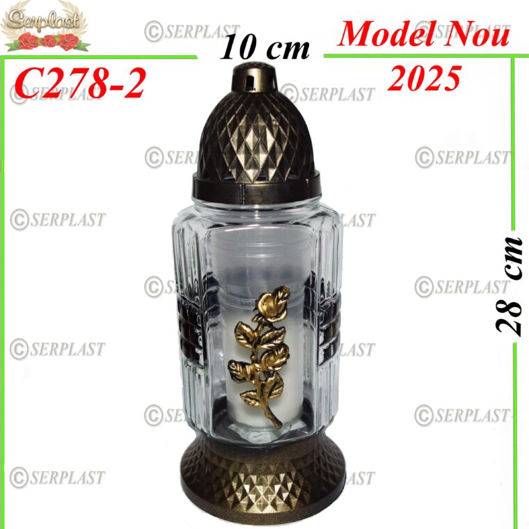 Candelă cu trandafir 14 lei, (set de 6 buc), 28cm, C278-2 -w