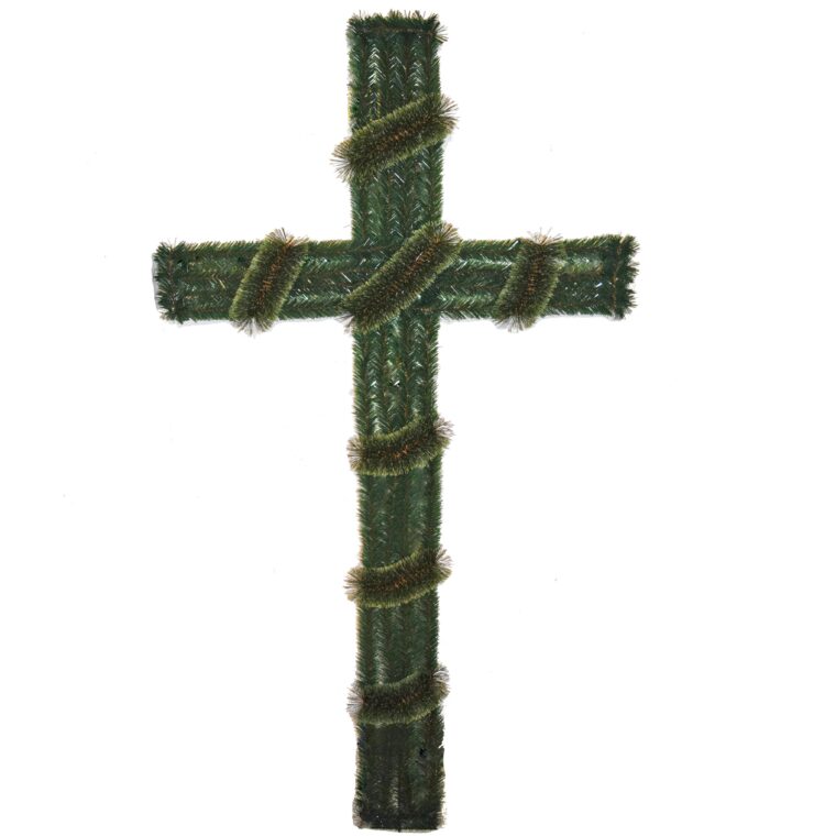 Coroană Funerară artificială din Pin & Brad Cruce Tip IV cu pin de 10cm, CBP27-1