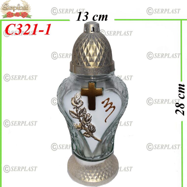 Candelă cu cruce in forma de inima 16 lei (set de 6 buc), 28cm, C321-1 -w