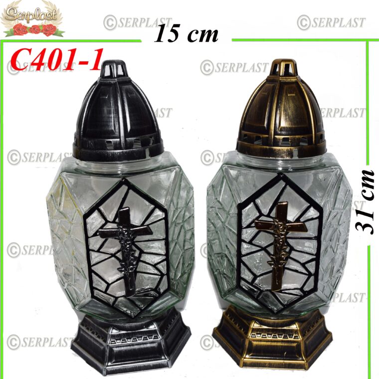 Candelă cu cruce mixt 27 lei (set de 6 buc), 31cm, C401-1 -w