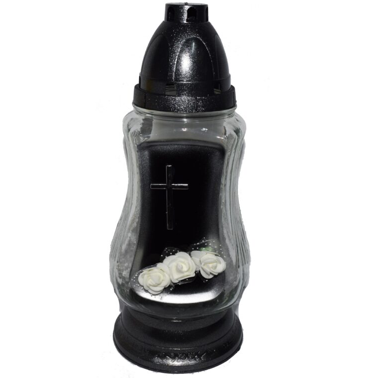Candelă cu cruce si flori 24 lei (set de 7 buc), 26cm, C392-2