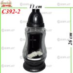 Candelă cu cruce si flori 24 lei (set de 7 buc), 26cm, C392-2 -w