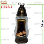 Candelă cu cruce si flori 24 lei (set de 7 buc), 26cm, C392-3 -w