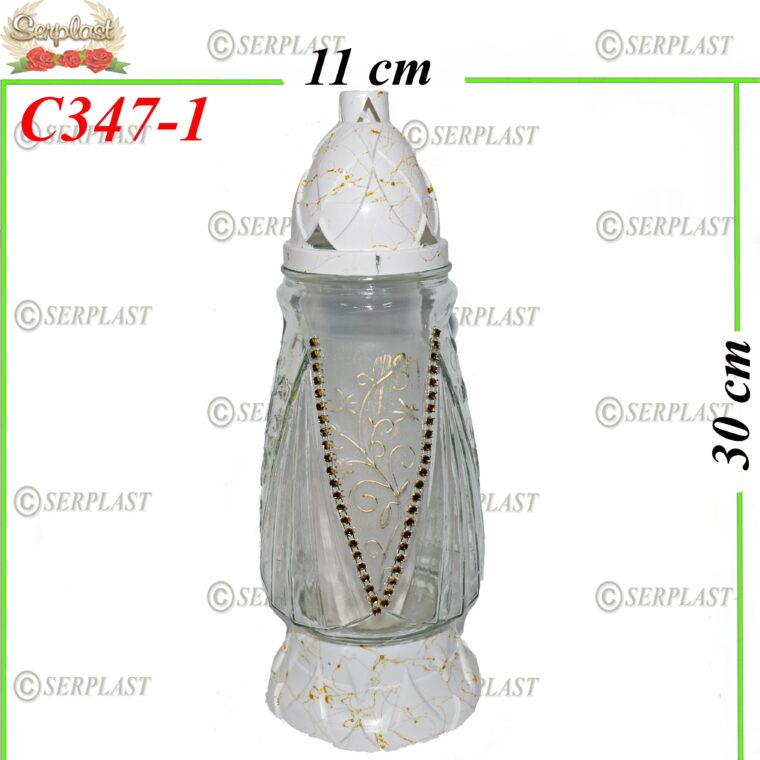Candelă cu crystale aurii 17.5 lei (set de 6 buc) 30 cm, C347-1 -w