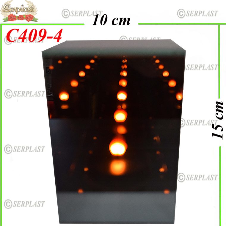 Candelă cu Led patrat sticla 3D 48 lei , 15cm, C409-4 -w