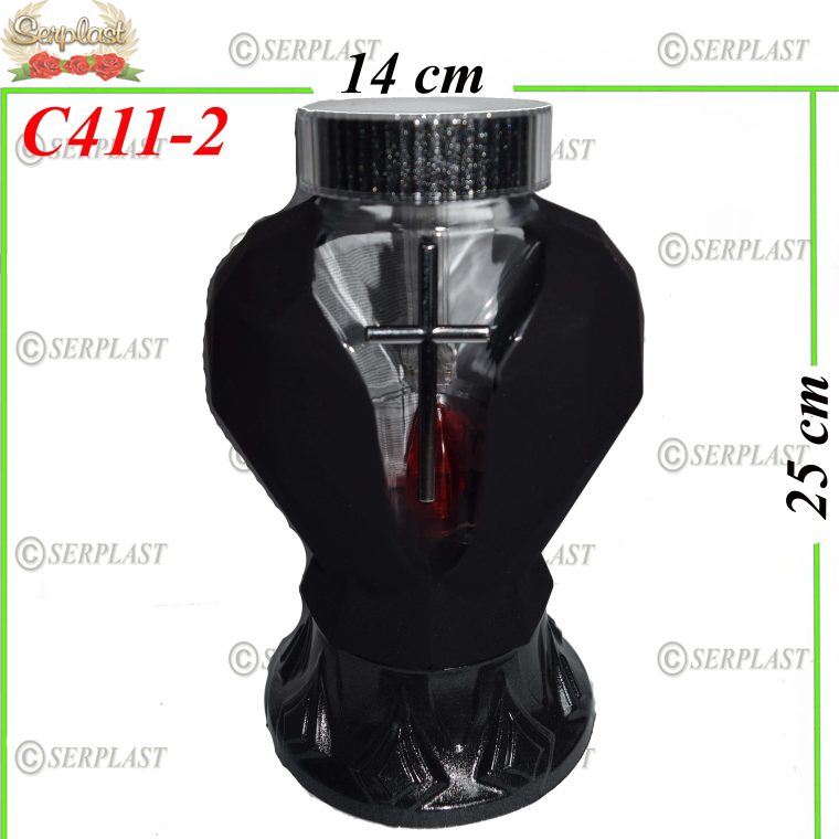 Candelă cu cruce in forma de inima cu Led 56 lei (set de 4 buc), 25cm, C411-2 -w
