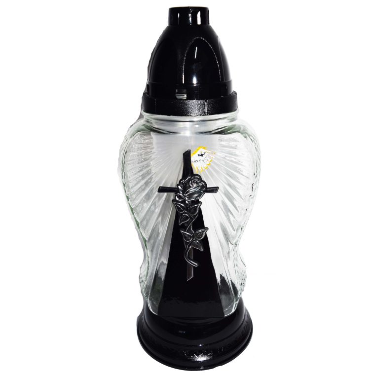 Candelă cu cruce si flori 18 lei (set de 8 buc), 28cm, C352-3