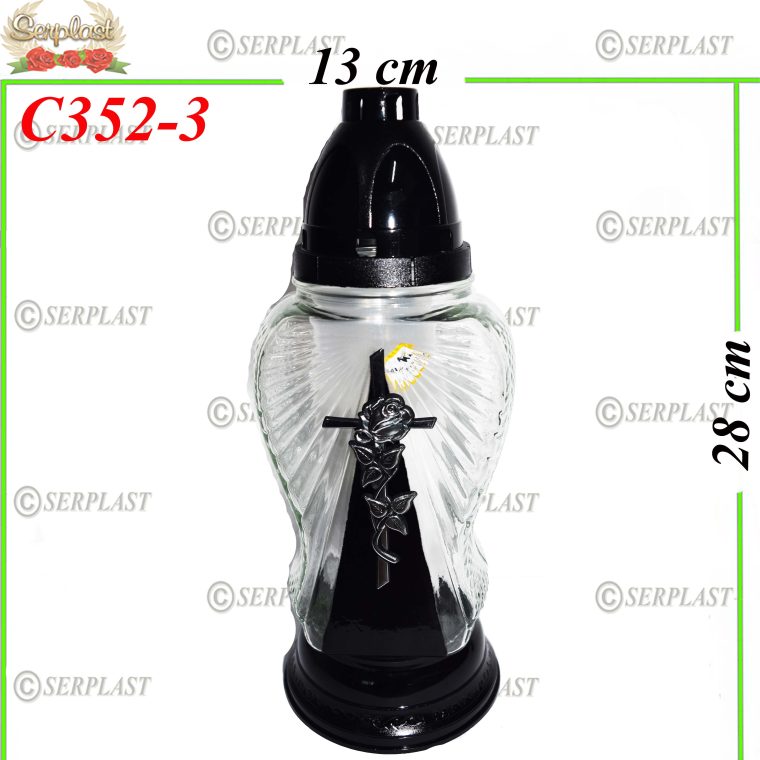 Candelă cu cruce si flori 18 lei (set de 8 buc), 28cm, C352-3 -w