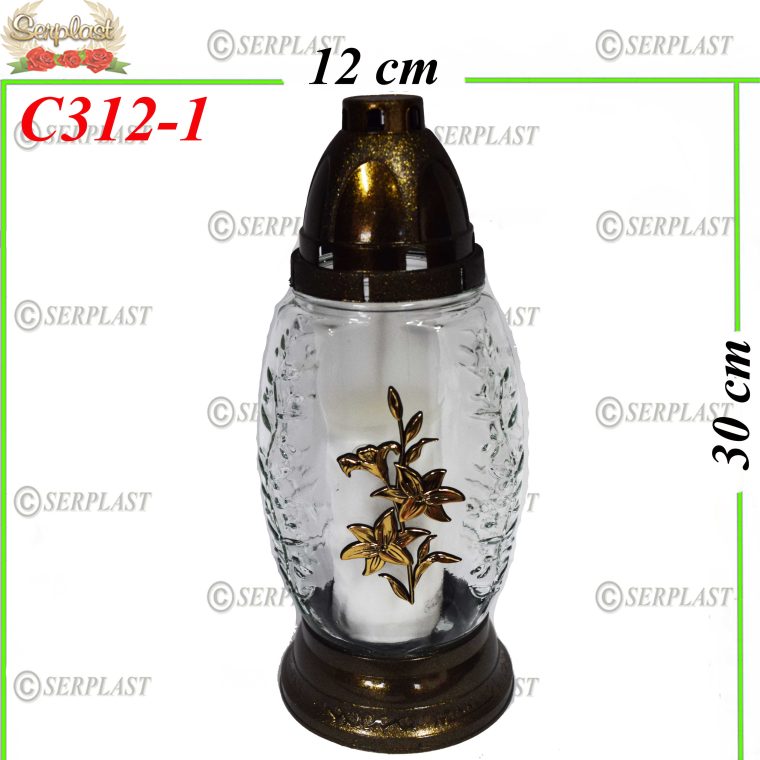 Candelă cu flori 15.5 lei (set de 7 buc), 30cm, C312-1 -w