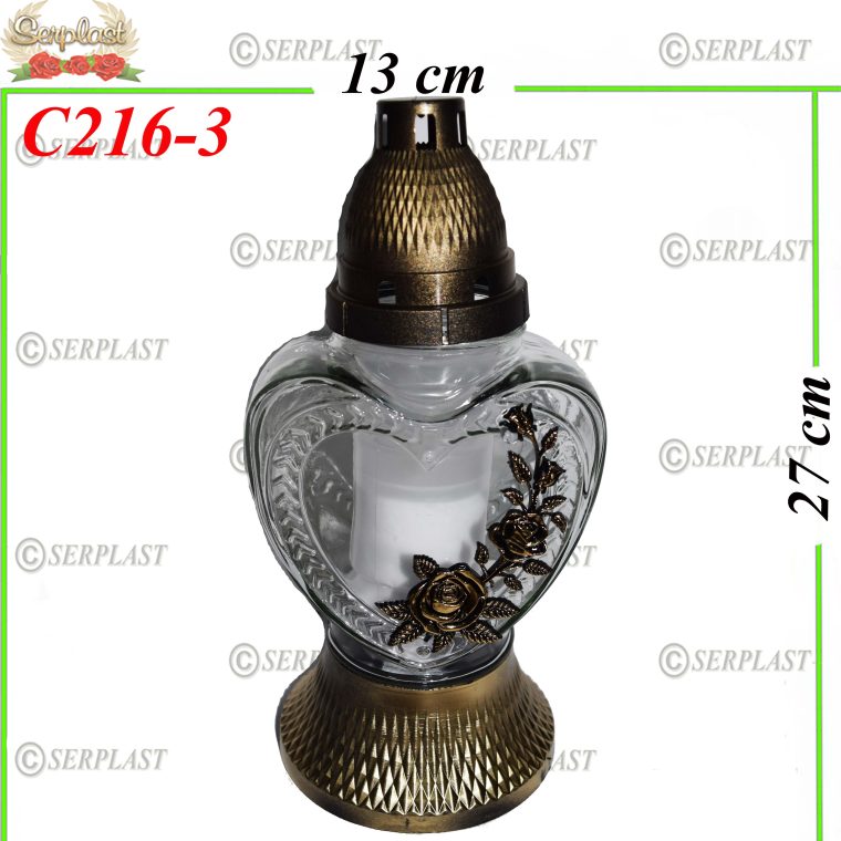 Candelă cu trandafir 11 lei (set de 6 buc), 27cm, C216-3 -w