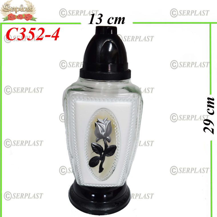 Candelă cu trandafir 18 lei (set de 6 buc), 29cm, C352-4 -w