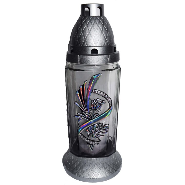 Candelă cu trandafir argintiu 13.5 lei (set de 8 buc), 26cm, C267-1