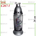 Candelă cu trandafir argintiu 13.5 lei (set de 8 buc), 26cm, C267-1 -w