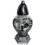 Candelă cu trandafir argintiu in forma de inima 13.5 lei (set de 8 buc), 28cm, C267-3