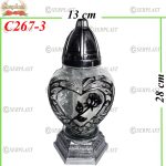 Candelă cu trandafir argintiu in forma de inima 13.5 lei (set de 8 buc), 28cm, C267-3 -w