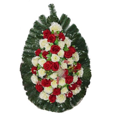 Coroană Funerară artificială din Brad Tip I pe suport împodobit extra, CBE54