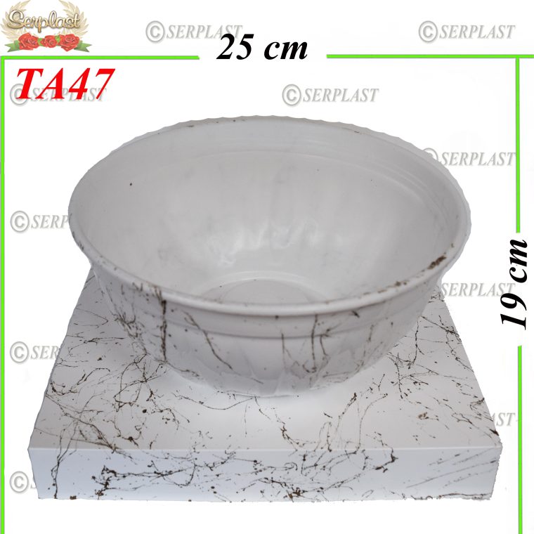 Tava pe suport patrat alb cu design auriu , TA47 -w