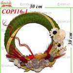 Coroane din Paie împodobit Ø30 cu iarba naturala cu model verde, alb, maro, brumat(gri), COPI16-1 -w