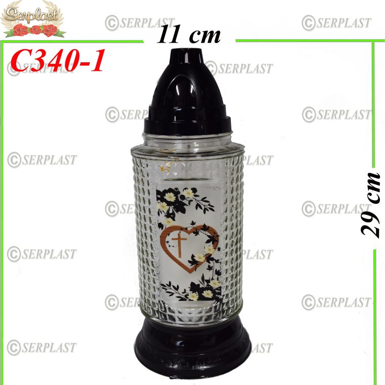 Candelă cu cruce și inimă, 17 lei (set de 8 buc) 29 cm, C340-1 -w