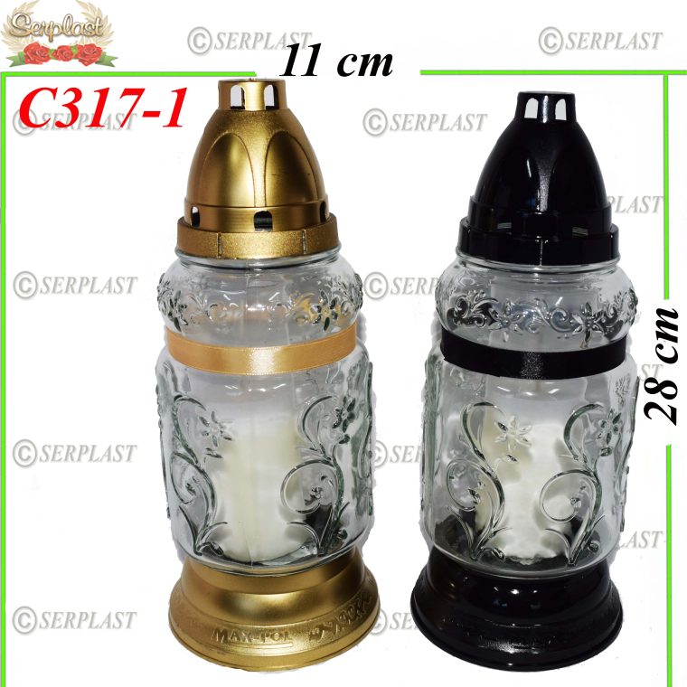 Candelă cu flori 15.5 lei (set de 8 buc) 28 cm, C317-1 -w