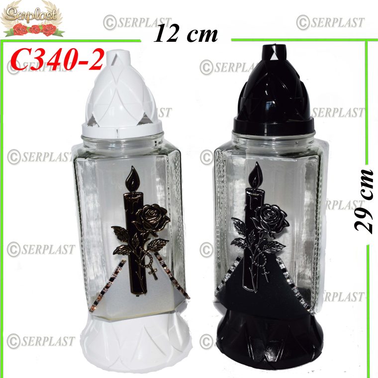 Candelă cu trandafir 17 lei (set de 8 buc) 29 cm, C340-2 -w