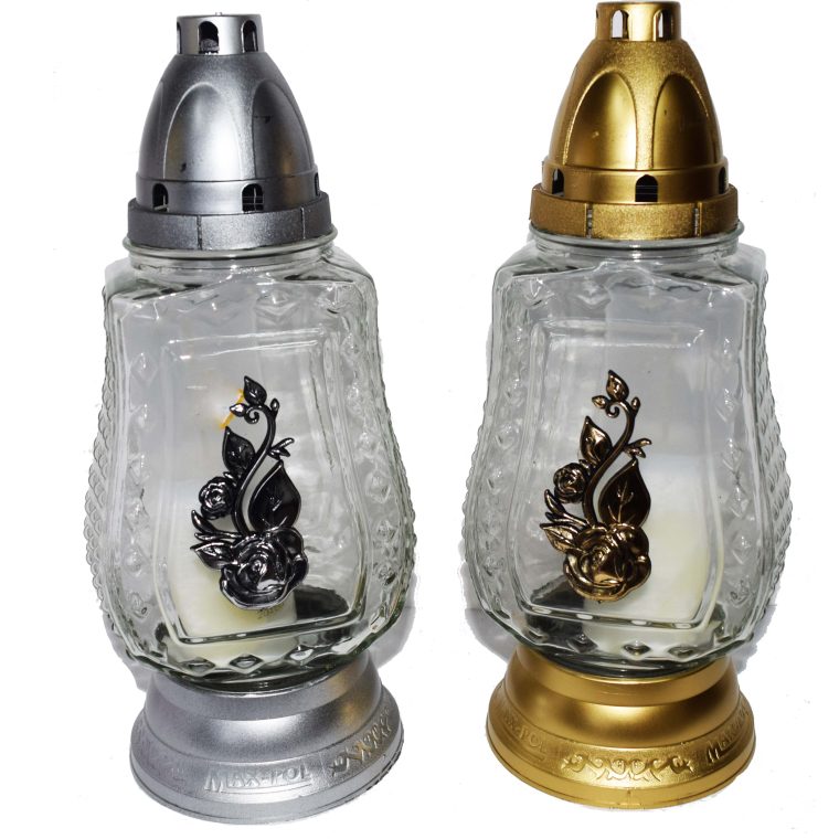 Candelă cu trandafir si flori 16.5 lei (set de 6 buc), 28 cm, C331-2
