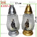 Candelă cu trandafir si flori 16.5 lei (set de 6 buc), 28 cm, C331-2 -w