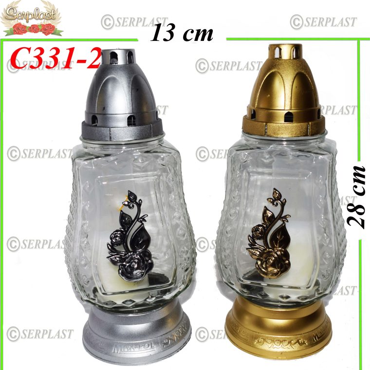 Candelă cu trandafir si flori 16.5 lei (set de 6 buc), 28 cm, C331-2 -w